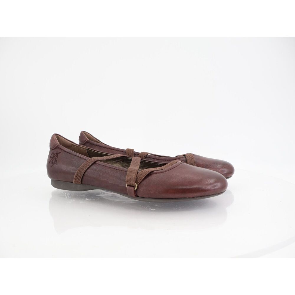 OTBT Park City Ballet Flat Criss Cross Elastic Shoes Womens Sz 9.5 Brown Leather